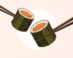 Sakemaki sushi cartoon illustration vector