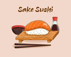 ilustración de dibujos animados de sushi de sake vector