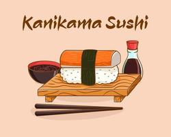 ilustración de dibujos animados de sushi kanikama vector