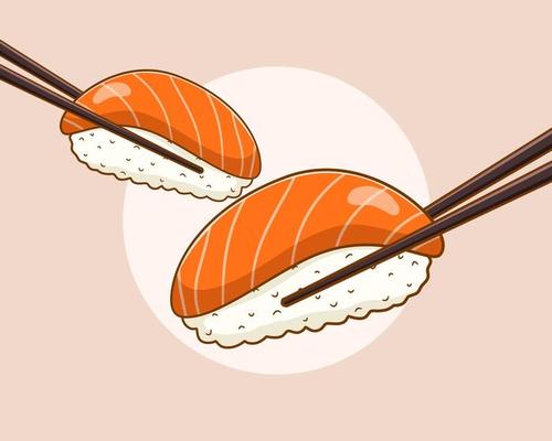 Sake sushi cartoon illustration