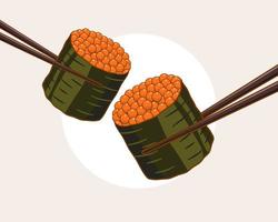 ilustración de dibujos animados de sushi ikuramaki vector