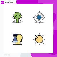 4 concepto de color plano de línea completa para sitios web móviles y aplicaciones árbol web naturaleza decisiones globales elementos de diseño vectorial editables vector