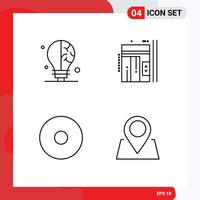 Pictogram Set of 4 Simple Filledline Flat Colors of bulb record elevator up marker Editable Vector Design Elements