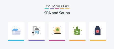 paquete de iconos de sauna flat 5 que incluye. loto. flor. sauna. planta. diseño de iconos creativos vector