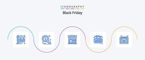 Black Friday Blue 5 Icon Pack Including shop. sale. search. info board. store vector
