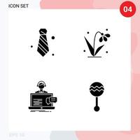 4 Thematic Vector Solid Glyphs and Editable Symbols of attire chat tie plant service Editable Vector Design Elements