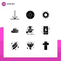 9 Creative Icons Modern Signs and Symbols of point diagram setting data items Editable Vector Design Elements