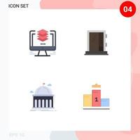 4 Universal Flat Icons Set for Web and Mobile Applications layers repair computer window school Editable Vector Design Elements