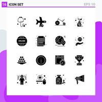 Universal Icon Symbols Group of 16 Modern Solid Glyphs of website business baby money bag growth Editable Vector Design Elements