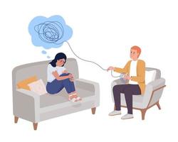 Psychotherapy session semi flat color vector characters. Editable figures. Full body people on white. Psychological support simple cartoon style illustration for web graphic design and animation