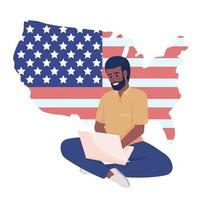 trabajador de la ilustración de vector de concepto plano de estados unidos. empleado de estados unidos. personaje de dibujos animados 2d editable en blanco para diseño web. idea creativa de estudiante extranjero para sitio web, móvil, presentación