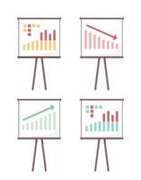 Business processes presentation semi flat color vector objects set. Editable elements. Full sized items on white. Analytics simple cartoon style illustrations pack for web graphic design and animation