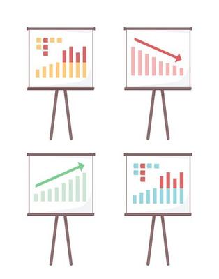 Business processes presentation semi flat color vector objects set. Editable elements. Full sized items on white. Analytics simple cartoon style illustrations pack for web graphic design and animation