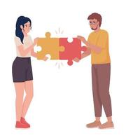 Couple fixing relationship semi flat color vector characters. Editable figures. Full body people on white. Supportive relation simple cartoon style illustration for web graphic design and animation