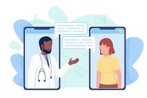 Appointment with therapist flat concept vector illustration. Video conference with doctor. Editable 2D cartoon characters on white for web design. Creative idea for website, mobile, presentation