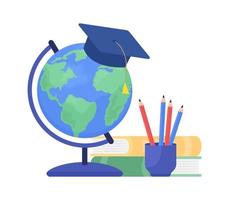 Educational elements semi flat color vector. Editable elements. Full sized items on white. Studying equipments. Learning simple cartoon style illustration for web graphic design and animation vector