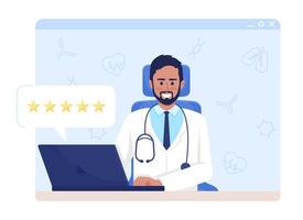 Male therapist reviews flat concept vector illustration. Choosing doctor. Editable 2D cartoon characters on white for web design. Consultation creative idea for website, mobile, presentation