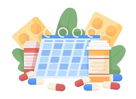 Taking medications regularly semi flat color vector object. Editable element. Full sized item on white. Pharmacy treatment simple cartoon style illustration for web graphic design and animation