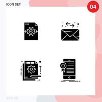 Set of 4 Modern UI Icons Symbols Signs for file funding arrow message information Editable Vector Design Elements