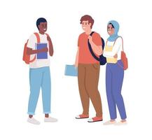 Happy student communities semi flat color vector characters. Editable figures. Full body people on white. University friends simple cartoon style illustration for web graphic design and animation