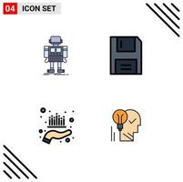 Mobile Interface Filledline Flat Color Set of 4 Pictograms of autonomous products robotic disc investment Editable Vector Design Elements