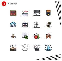 16 Flat Color Filled Line concept for Websites Mobile and Apps data mail hosting center cloud rank Editable Creative Vector Design Elements
