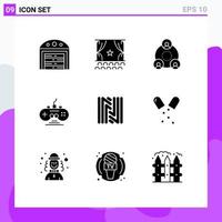 Solid Glyph Pack of 9 Universal Symbols of coin game pad company game controller controller Editable Vector Design Elements