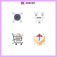 Editable Vector Line Pack of 4 Simple Flat Icons of cooler commerce internet basket hands Editable Vector Design Elements