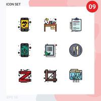 Stock Vector Icon Pack of 9 Line Signs and Symbols for clipboard more contract information clip board Editable Vector Design Elements