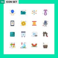 Set of 16 Modern UI Icons Symbols Signs for security lock internet encryption female Editable Pack of Creative Vector Design Elements