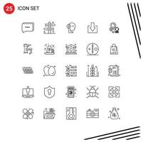 Set of 25 Commercial Lines pack for finder search wait download arrow Editable Vector Design Elements