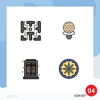 User Interface Pack of 4 Basic Filledline Flat Colors of maze living play game circle Editable Vector Design Elements