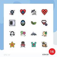 Mobile Interface Flat Color Filled Line Set of 16 Pictograms of devices sewing accessories beach heart button dress button Editable Creative Vector Design Elements