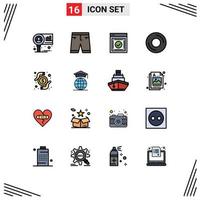 Flat Color Filled Line Pack of 16 Universal Symbols of gadget devices shorts computers web Editable Creative Vector Design Elements