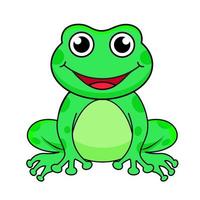 bright vector illustration of a frog, cute frog sitting, hand drawing