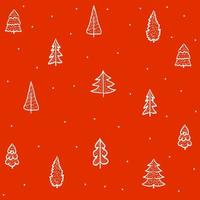 Cristmas and new year pattern with abstract fir tree and snowflake in doodle style vector