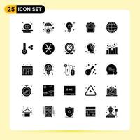 User Interface Pack of 25 Basic Solid Glyphs of headgear protection mind welding light Editable Vector Design Elements