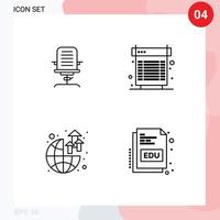 Set of 4 Commercial Filledline Flat Colors pack for armchair heat chair computer global Editable Vector Design Elements