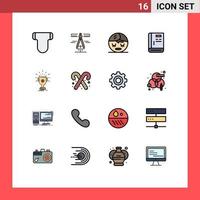 Mobile Interface Flat Color Filled Line Set of 16 Pictograms of trophy support spa help contact Editable Creative Vector Design Elements