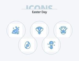 paquete de iconos azul de pascua 5 diseño de iconos. Pascua de Resurrección. ángulo. robo primavera. planta vector