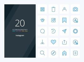 20 Instagram Blue Color icon for presentation vector