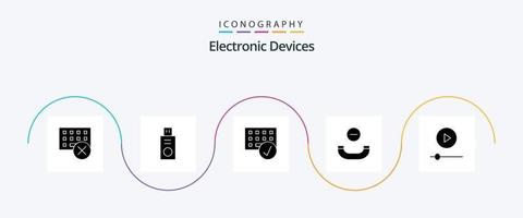 Devices Glyph 5 Icon Pack Including gadgets. hang up. computers. handset. hardware vector