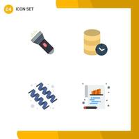 User Interface Pack of 4 Basic Flat Icons of flashlight diet flash service supplement Editable Vector Design Elements