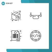 Modern Set of 4 Filledline Flat Colors and symbols such as box agreement print outline guarantee Editable Vector Design Elements