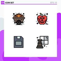 Modern Set of 4 Filledline Flat Colors and symbols such as autumn memory card thanksgiving poison data Editable Vector Design Elements