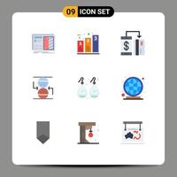 Pictogram Set of 9 Simple Flat Colors of effective concentration processing smartphone machine Editable Vector Design Elements