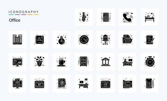 25 Office Solid Glyph icon pack vector