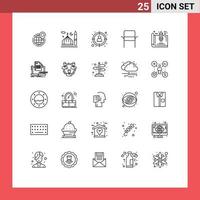 Stock Vector Icon Pack of 25 Line Signs and Symbols for furniture goal cresent target manager Editable Vector Design Elements