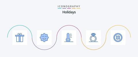 Paquete de 5 iconos de vacaciones azul que incluye. diamante. localización vector