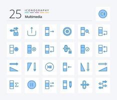 Multimedia 25 Blue Color icon pack including data. search. export. data. web vector